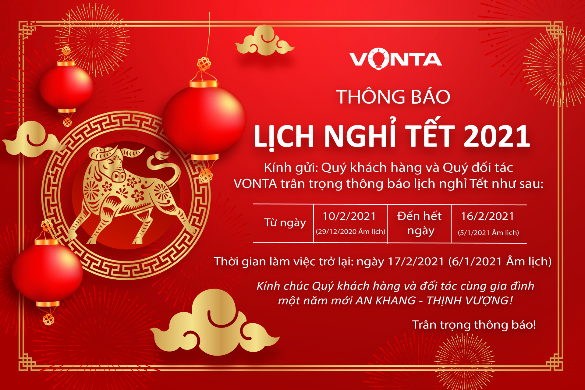 lịch nghỉ tết vonta 2021