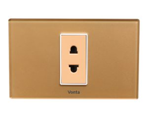 BỘ 1 Ổ CẮM 2 CHẤU 16A SIZE S MÀU ĐỒNG MSP 2CPB1S010