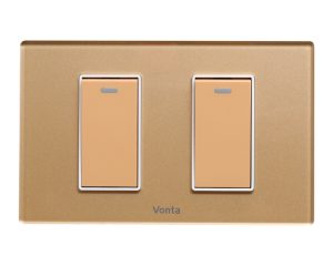 BỘ 2 CÔNG TẮC 1 CHIỀU 16A SIZE S MÀU ĐỒNG MSP 2CPB2S102