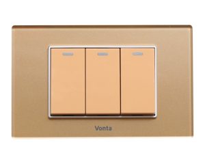 BỘ 3 CÔNG TẮC 1 CHIỀU 16A SIZE S MÀU ĐỒNG MSP 2CPB3S103