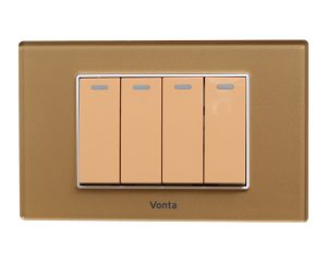 BỘ 4 CÔNG TẮC 1 CHIỀU 16A SIZE XS MÀU ĐỒNG MSP 2CPB3S104