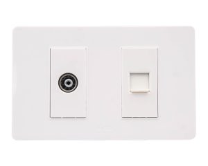 Bộ 1 hạt ổ điện thoại + 1 hạt ổ cắm anten tivi size S MSP 3TB2S000TV – V03