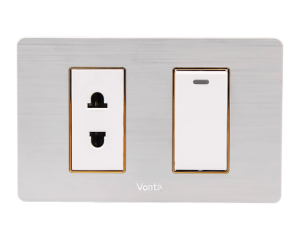 BỘ 1 CÔNG TẮC ĐƠN 16A 1 Ổ CẮM 2 CHẤU 16A SIZE S MSP GSB2S111