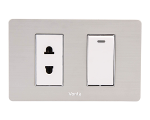 MSP SSB2S111 BỘ 1 CÔNG TẮC ĐƠN 16A 1 Ổ CẮM 2 CHẤU 16A SIZE S