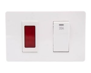 Bộ 1 công tắc 2 cực 20A + Đèn báo đỏ size S MSP 3TB2S601L – V03