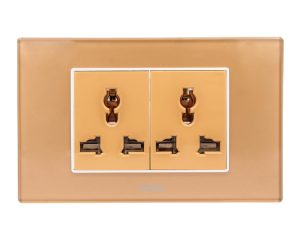 BỘ 2 CỔ CẮM 3 CHẤU ĐA NĂNG 16A SIZE M MÀU ĐỒNG MSP 2CPB3S080