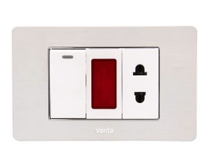 BỘ 1 CÔNG TẮC 16A 1 ĐÈN BÁO ĐỎ 1 Ổ CẮM 2 CHẤU 16A MSP SSB3S111L