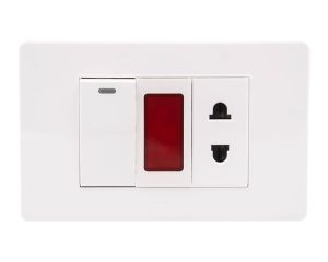 BỘ 1 CÔNG TẮC ĐIỆN 16A + 1 ĐÈN BÁO ĐỎ + 1 Ổ CẮM 2 CHẤU 16A MSP 3TB3S111L – V03