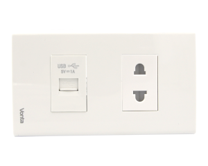 BỘ 1 Ổ CẮM 2 CHẤU 16A 1 Ổ CẮM USB MSP 6TB2S010U