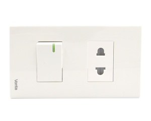 BỘ 1 CÔNG TẮC ĐƠN 16A 1 Ổ CẮM 2 CHẤU 16A MSP 6TB2S111