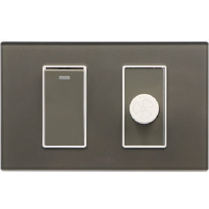 BỘ 1 CÔNG TẮC 1 CHIỀU SIZE S + HẠT CHIẾT ÁP QUẠT 400VA SIZE S MÀU XÁM MSP 2GRB2S101Q