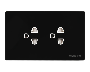 BỘ Ổ CẮM ĐÔI BA CHẤU LIỀN THÂN ĐEN MSP V07BUE2