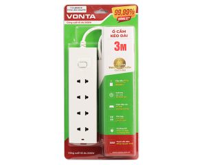 Ổ CẮM KÉO DÀI 99.99 Ổ 4 HAI CHẤU MÀU TRẮNG VTA4004B/G-30 – (3m)