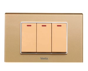 BỘ 3 CÔNG TẮC 2 CHIỀU 16A SIZE S MÀU ĐỒNG MSP 2CPB3S203