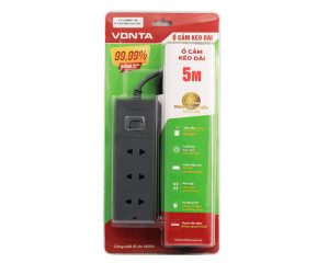 Ổ CẮM KÉO DÀI 99.99 HAI CHẤU MÀU XÁM VTA3003B/G-50 – (5m)