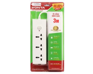 Ổ CẮM KÉO DÀI 99.99 Ổ 3 ĐA NĂNG MÀU TRẮNG VTA3030B/G-30 – (3m)