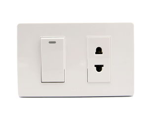 Bộ 1 công tắc đơn 16A + 1 ổ cắm 2 chấu size S 16A MSP 3TB2S111- V03