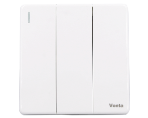 BỘ CÔNG TẮC BA 1 CHIỀU MẶT NHỰA MÀU TRẮNG MSP VSPWT2-3B