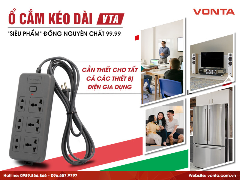 Ổ cắm kéo dài đồng nguyên chất